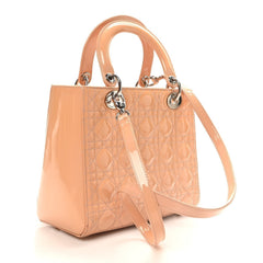 Patent Cannage Medium Lady Dior Rose Clair