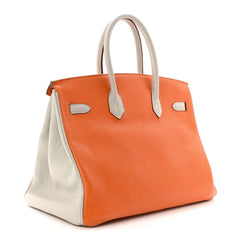 Togo Horseshoe Birkin 35 Orange Gris Perle