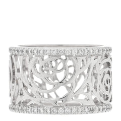 18K White Gold Diamond Camellia Ajoure Band Ring 51 5.75
