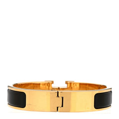 Enamel Narrow Clic Clac H Bracelet PM Black