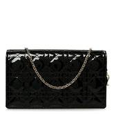 Patent Cannage Lady Dior Convertible Clutch Black
