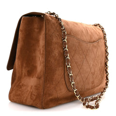 Suede Calfskin Souplissimo Maxi Flap Camel