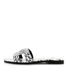 Calfskin Printed Op'H Oran Sandals 40.5 Black White
