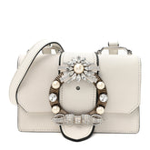 Goatskin Madras Soft Calf Crystal Embellished Shoulder Bag Bianco