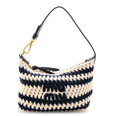Fabric Crochet Pouch Blue White