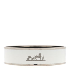Enamel Printed Wide Caleche Bracelet White