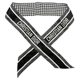Silk Houndstooth Mitzah Scarf Black White