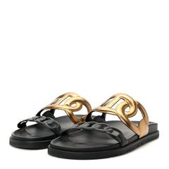 Metallic Nappa Extra Sandals 40 Black Gold