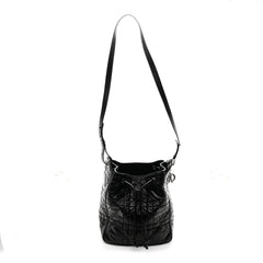 Crinkled Calfskin Macrocannage Medium D-Motion Bag Black