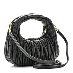 Nappa Matelasse Mini Wander Hobo Black