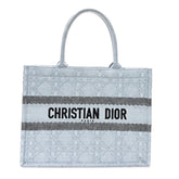 Raffia Cannage Medium Book Tote Blue