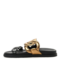 Metallic Nappa Extra Sandals 40 Black Gold
