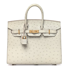 Ostrich Birkin Sellier 25 Gris Perle