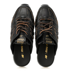 X NEW BALANCE Bleached Calfskin 530 SL Slip-On Sneakers Mules 36.5 Black