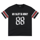 MEDM star studded bead contrasting striped quick drying casual retro jersey loose antibacterial short sleeved T-shirt for men and women