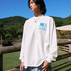 MEDM Emblem Embroidered Alphabet Basic Long Sleeve T-shirt Spring and Autumn Round Neck Loose Spring and Autumn Versatile Couple Trendy Tee