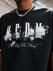MEDM Beaded Rose Embroidery Logo Tee