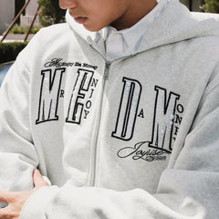 MEDM 26 New Pearl Letter Casual Zipper Hoodie Spring and Autumn American Plush Couple Hoodie Hoodie Sweatshirt