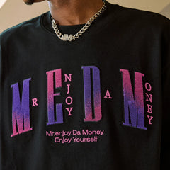 MEDM toothbrush embroidered seal long sleeved T-shirt for men's autumn loose top for women's American hip-hop couple casual T-shirt