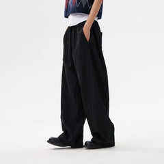 MEDM deconstructive splicing basic drawstring casual pants for men and women, American style simple and versatile wide leg loose pants for spring and autumn