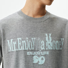 MEDM contrasting logo small cherry knit casual round neck short sleeved trendy versatile lazy men's and women's loose T-shirt summer