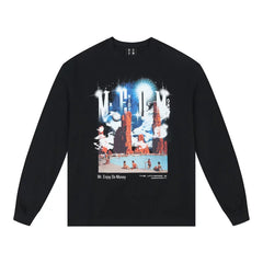 MEDM Sinking Fantasy Long sleeved T-shirt for Men in Spring and Autumn, American Hip Hop T-shirt for Women, Round Neck Casual Base Top