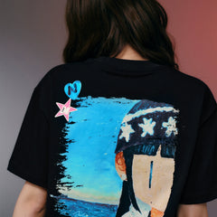 MEDMxNEWMASUS collaboration landscape selfie photo print casual couple short sleeved loose round neck T-shirt trendy