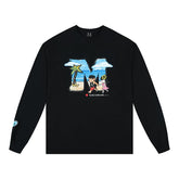 MEDM x NEWMASUS collaboration seaside coconut tree print casual round neck long sleeved T-shirt trendy couple top