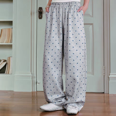 MEDM Wave Dot Star Sticker Leather Cool Air Layer Casual Bathroom Pants High Waist Wide Legs Loose Drawstring Straight Leg Pants Trendy