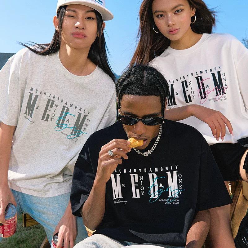 MEDM26SS basic logo layout short sleeved men's retro American casual round neck top women's trendy brand summer T-shirt