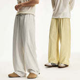 MEDM solid color simple wide leg casual loose straight tube paratrooper pants with side drawstring versatile commuting floor pants for men