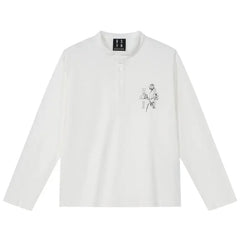 MEDM Rose Print Henley Long Sleeve Tee