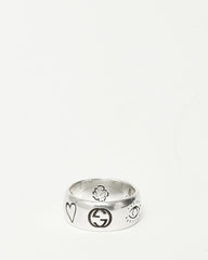 Gucci Sterling Silver "Blind For Love" Ring - Size 17 / US 8