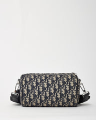 Dior Navy Blue Monogram Oblique Canvas Roller Messenger Crossbody Bag