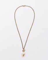 Gucci Gold Finish Metal Interlocking Crystal GG Pearl Necklace