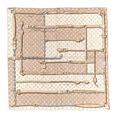 Silk Monogram Denimgram Confidential Square 90 Scarf Beige