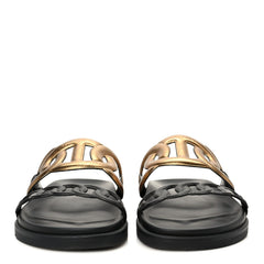 Metallic Nappa Extra Sandals 40 Black Gold