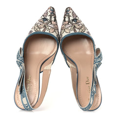 Canvas Embroidered J'Adior Slingback 65mm Pumps 38 Blue Multicolor