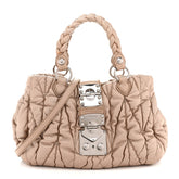 Metallic Nappa Matelasse Top Handle Satchel Cammeo