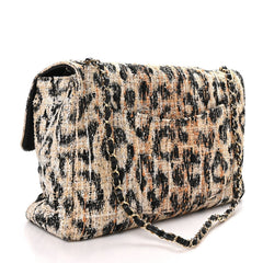 Tweed Mixed Fibers Leopard Print Souplissimo Maxi Flap Brown Black White