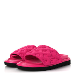 Technical Fabric Embossed Monogram Pool Pillow Comfort Mules 37 Fuchsia