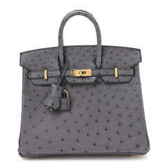 Ostrich Birkin 25 Gris Agate