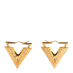 Brass Guilloche Essential V Earrings Gold