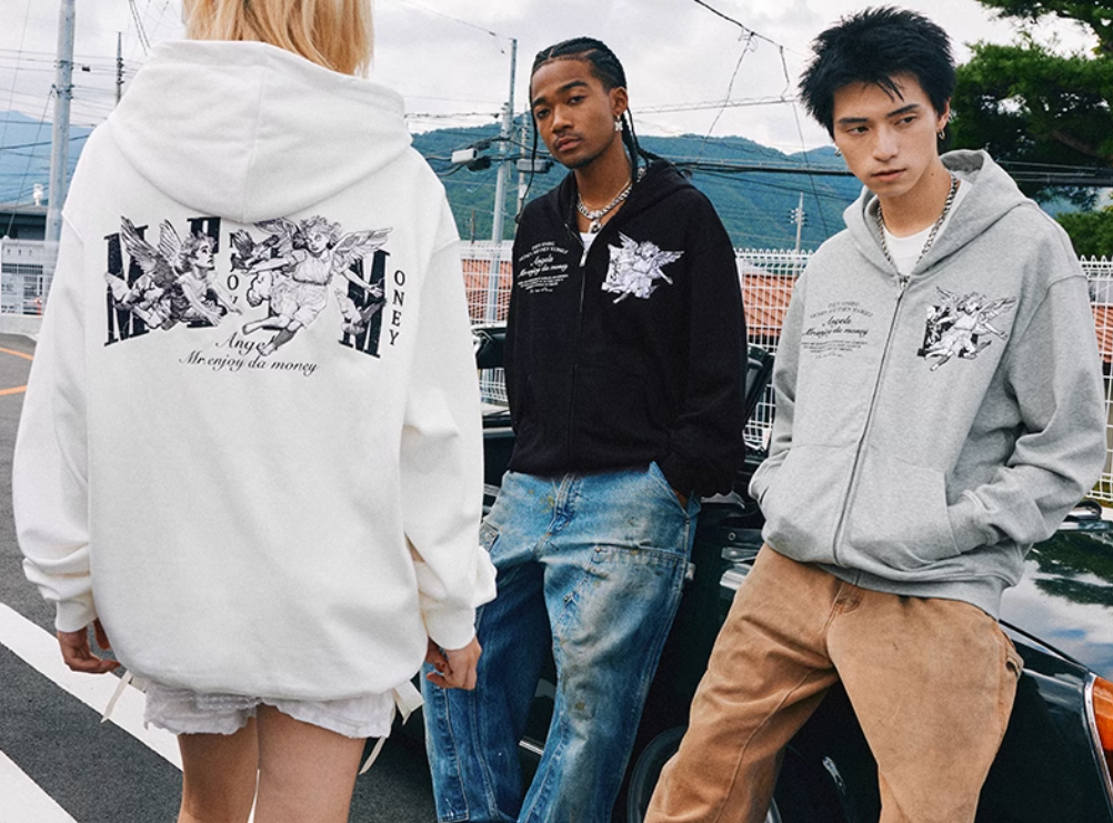 MEDM 3D Embroidered Angel Dove Zip Up Hoodie