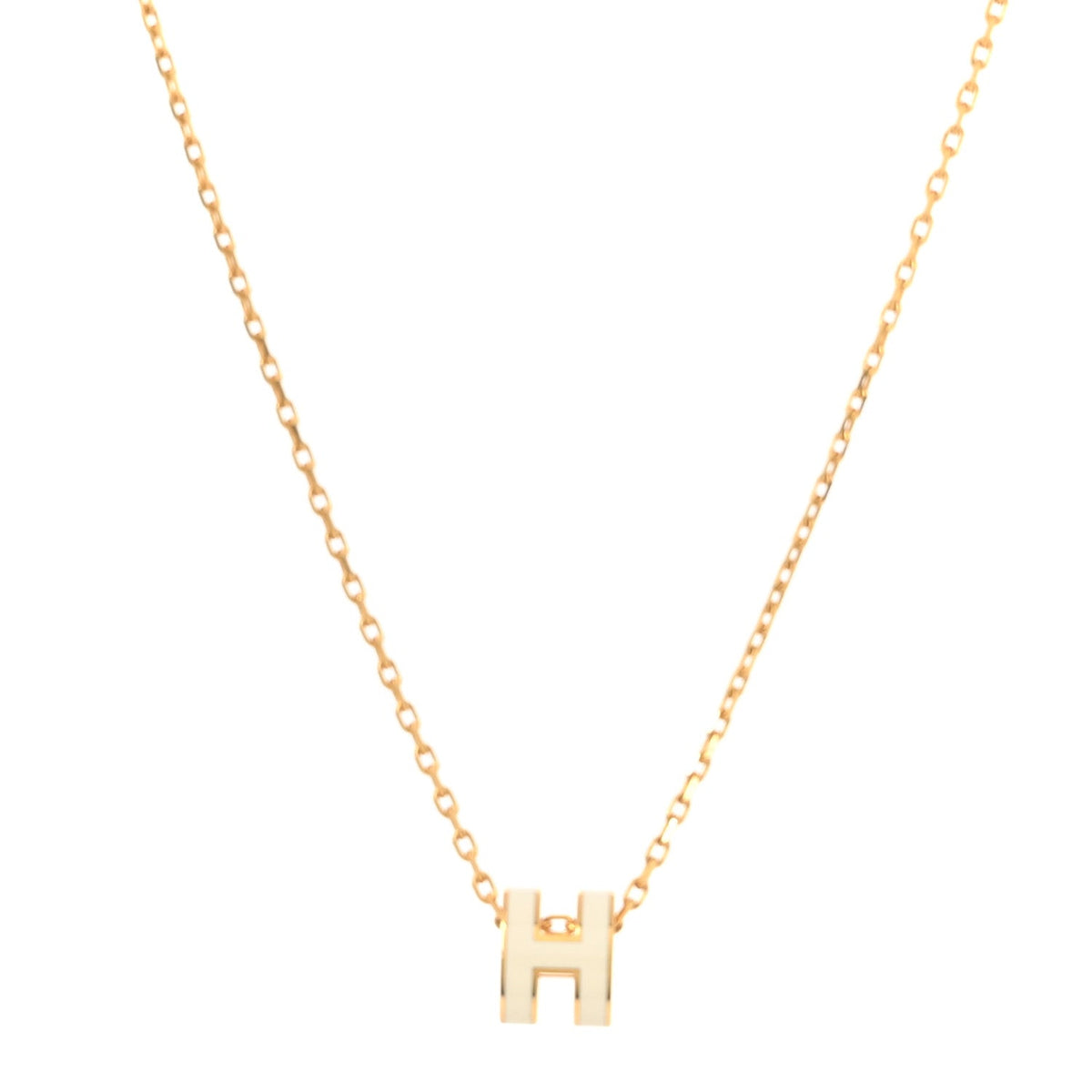 Lacquered Gold Mini Pop H Pendant Necklace White