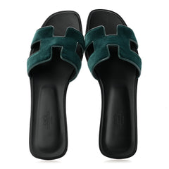 Velvet Nappa Oran Sandals 40 Vert Fonce