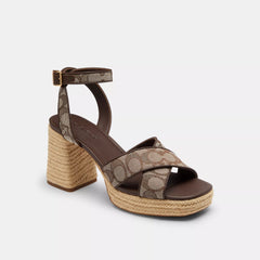 Coach Outlet Block Heel Sandal In Signature Jacquard