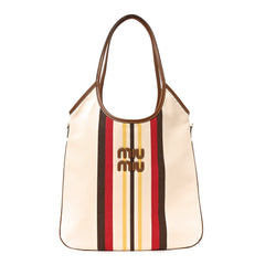 Canvas Calfskin Striped Ivy Beige Naturale Moro