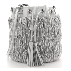 Paillettes Mate Bucket Bag Argento