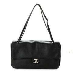 Grained Calfskin Small Souplissimo Maxi Flap Black